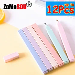 1-12Pcs Kawaii Pastel Color Highlighter Pen Fluorescent Marker Pens Assorted Colors Pen No Bleed Stationery School Office Supply