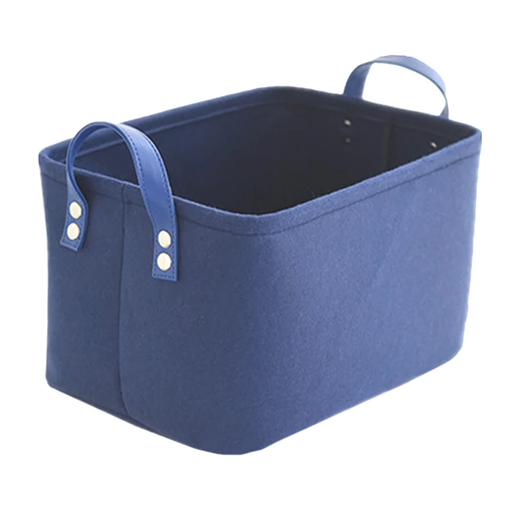 

1pc Felt Storage Basket Blue Portable Desktop Organizer Sundries Fruit Snacks Kitchen Nursery Room Bathroom Nonwoven