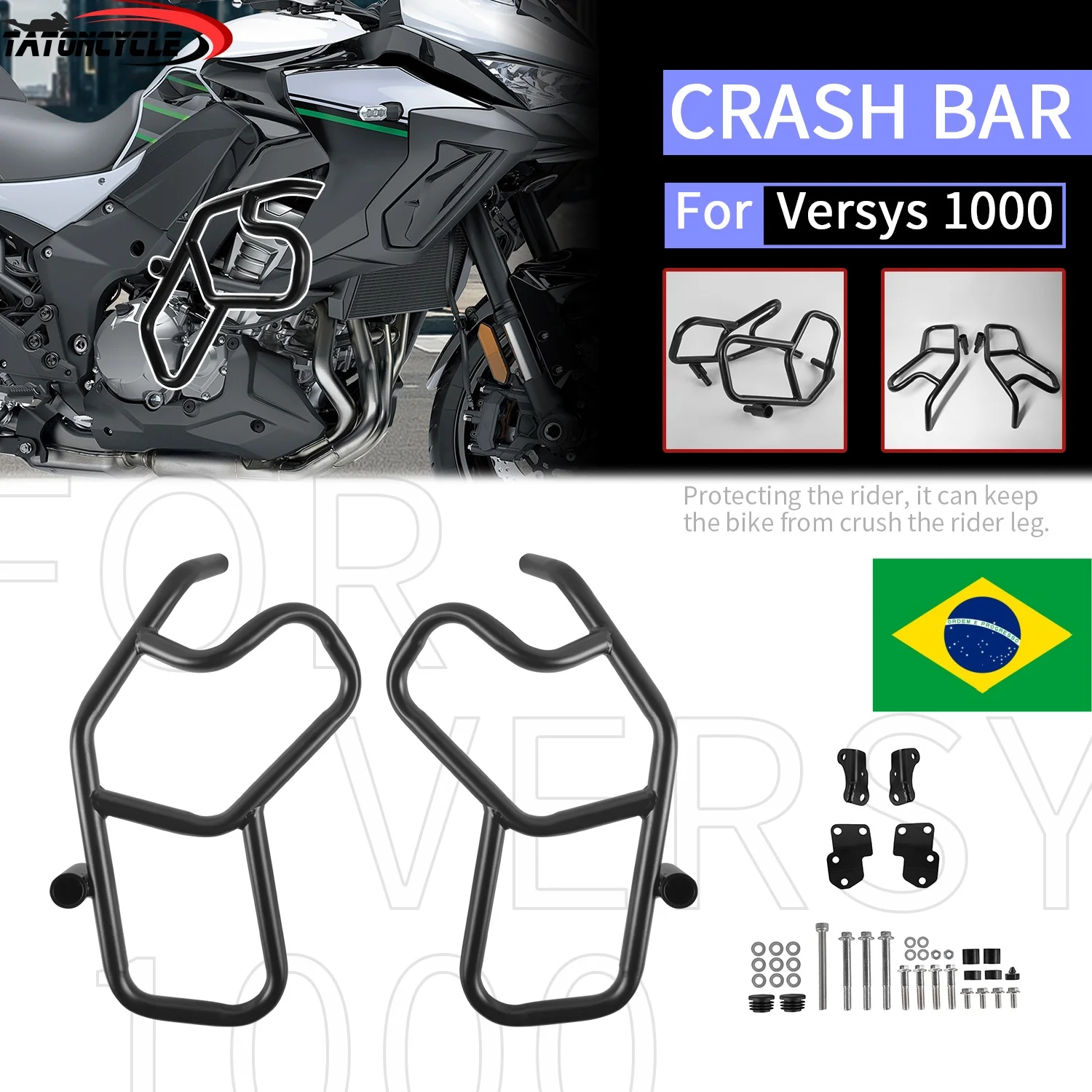 Upper Crash Bar For Kawasaki Versys1000 2019 2020 2021 2022 2023  Black Engine Guard Frame Bumper Falling Motorcycle Accessories