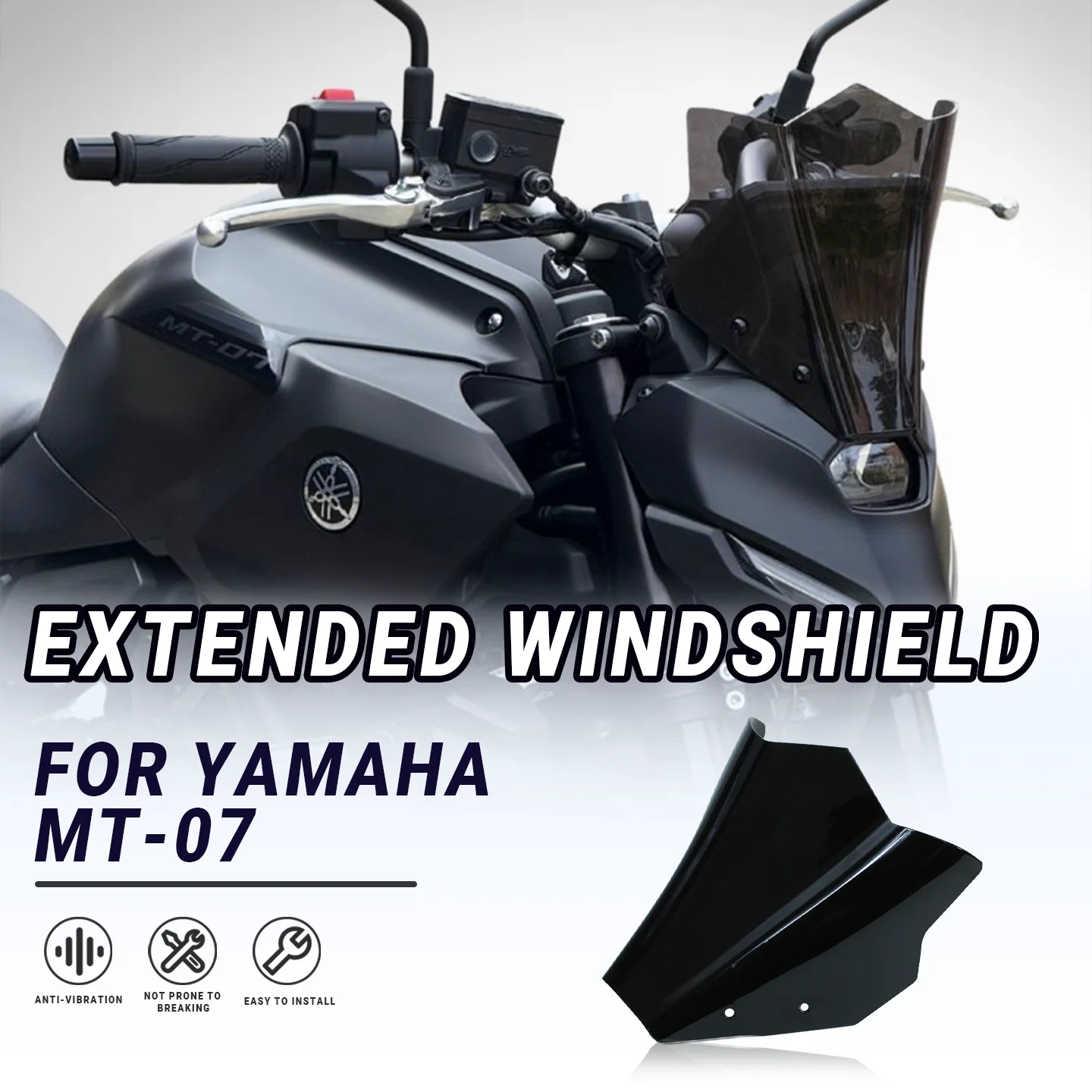 Motorcycle Touring Sport Windscreen Windshield Visor Deflector PMMA Extended Fairing Fits For Yamaha MT‑07 MT07 2025‑2026