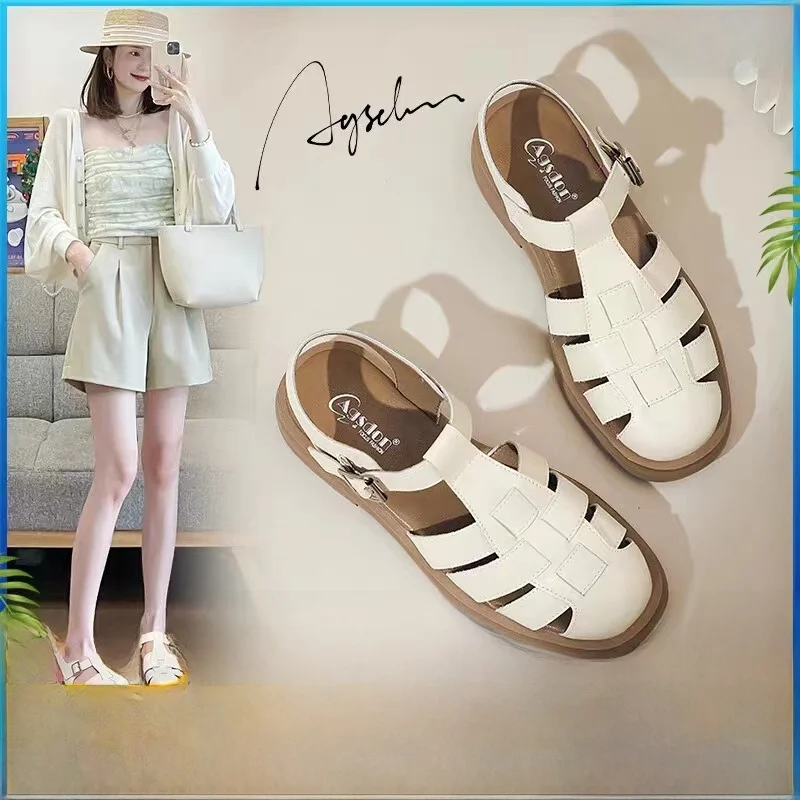 

Roman Sandals Women's 2025 New Summer Outdoor Wear Slip-On Flat Bot Sports Hole Single oes Breathable Casual Loers