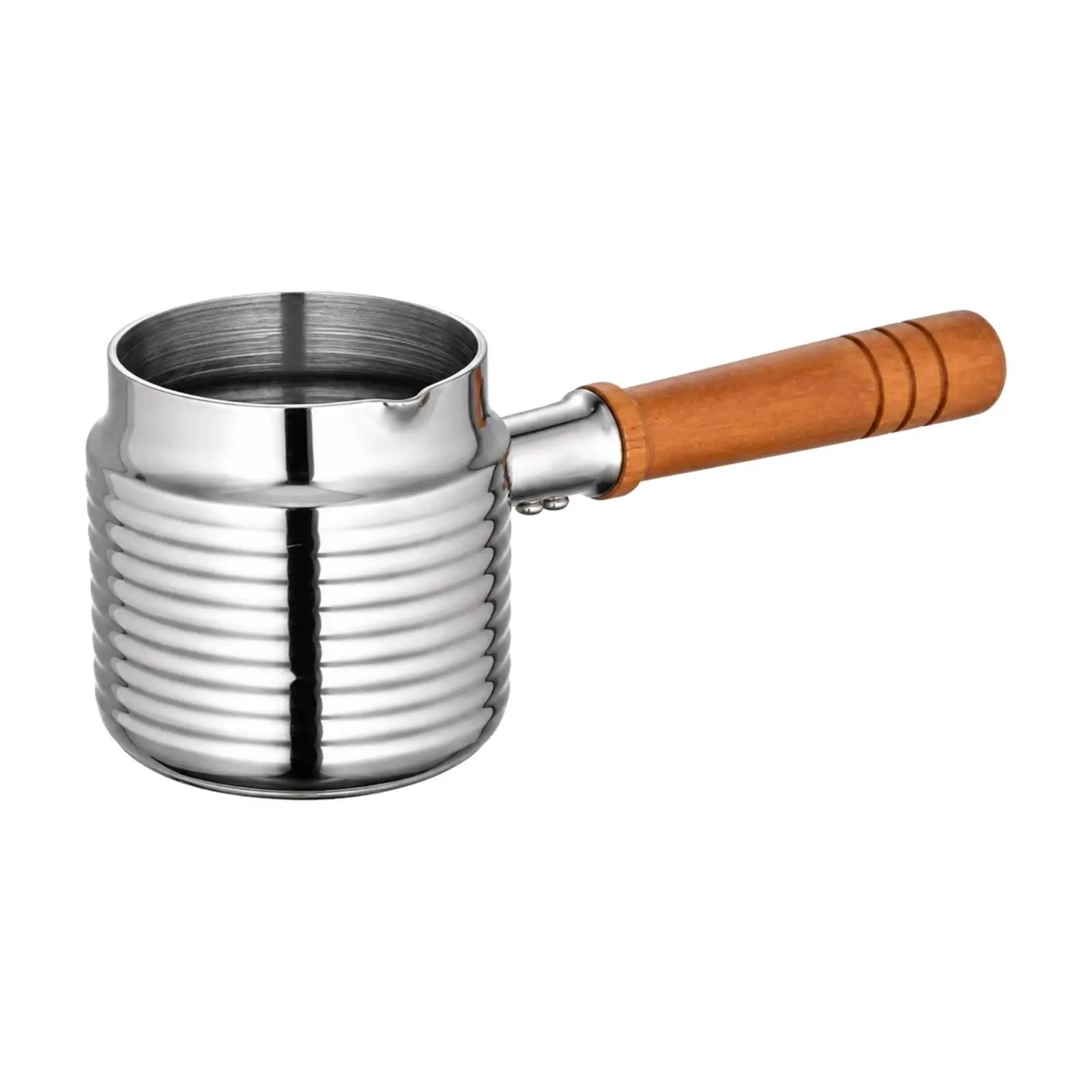 Durable Stainless Steel Cooking Saucepan Single Handle with Wooden Grip for Sauces Milk and Daily Stovetop Use