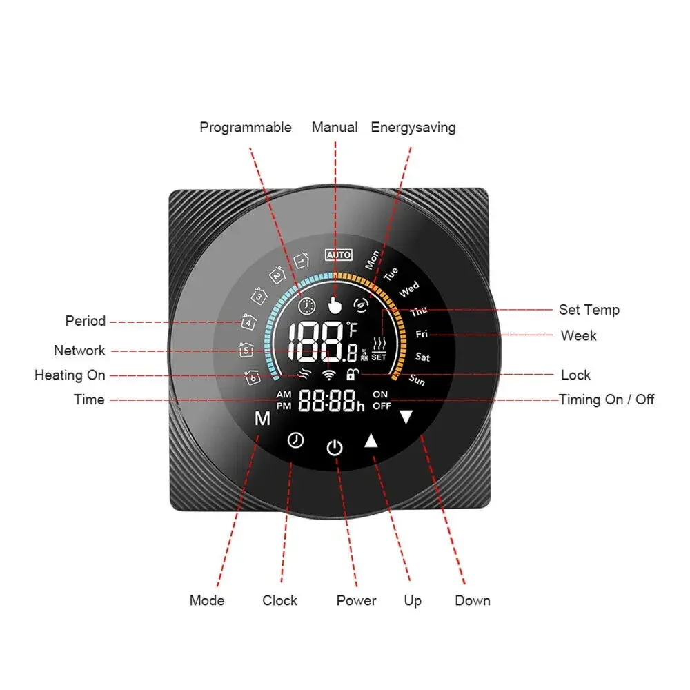 LCD Thermostat 16A For Electric Heating 5A For Water Heating/Gas Boiler Thermostat Digit Temperature Controller