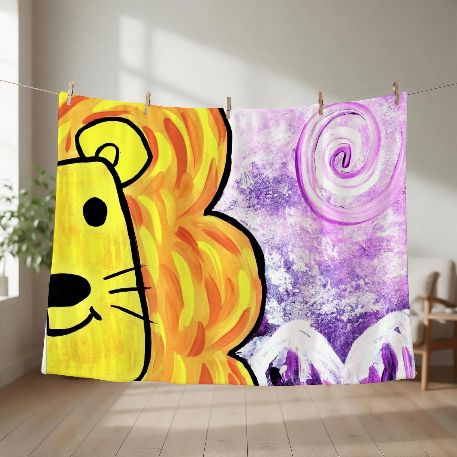 Vibrant Lion. Lionardo The Lion Throw Blanket Summer Beddings Luxury St Plaid on the sofa Shaggy Blankets