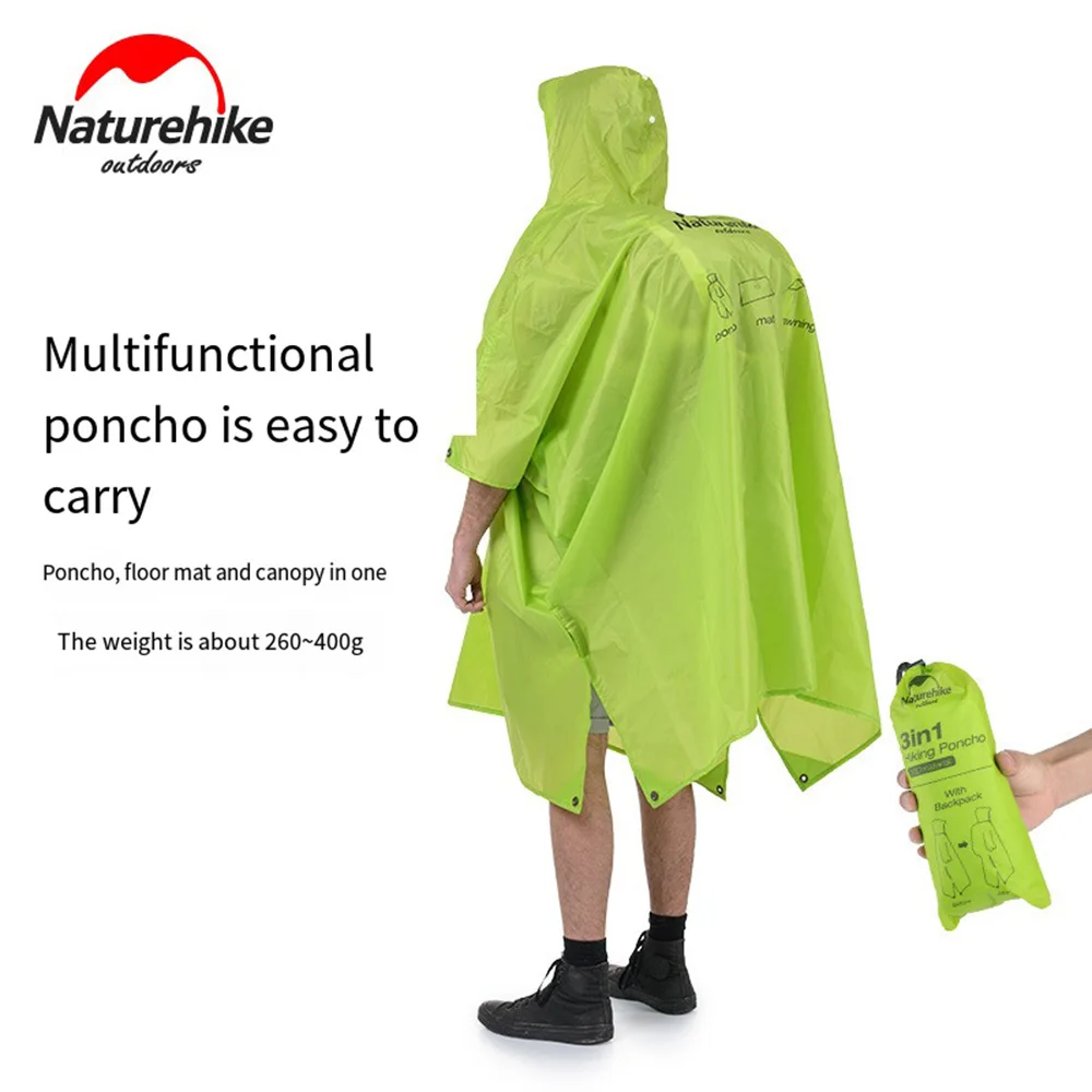 Outdoor Hiking Fishing 3-In-1 Multifunction Portable Adjustable Hat Poncho Floor Mat 20d Nylon Raincoat Camping Supplies 캠핑용품