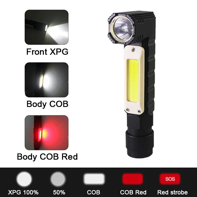 Luz de trabalho recarregável LED Base magnética multifuncional Rotação de 360 graus Mini lâmpada de trabalho para reparo de carros IP65