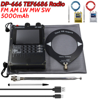 DP-666 TEF6686 DSP Radio High Sensitivity Full Band FM AM Short Wave Radio FM AM LW MW SW Radio with Circle Antenna Touch Pen