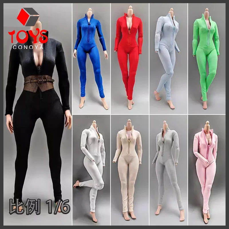 1/6 Scale One Piece Sporty Tight Jumpsuit Basic Solid Bodysuit Clothes Model Fit 12'' TBL PH  Female Soldier Action Figure