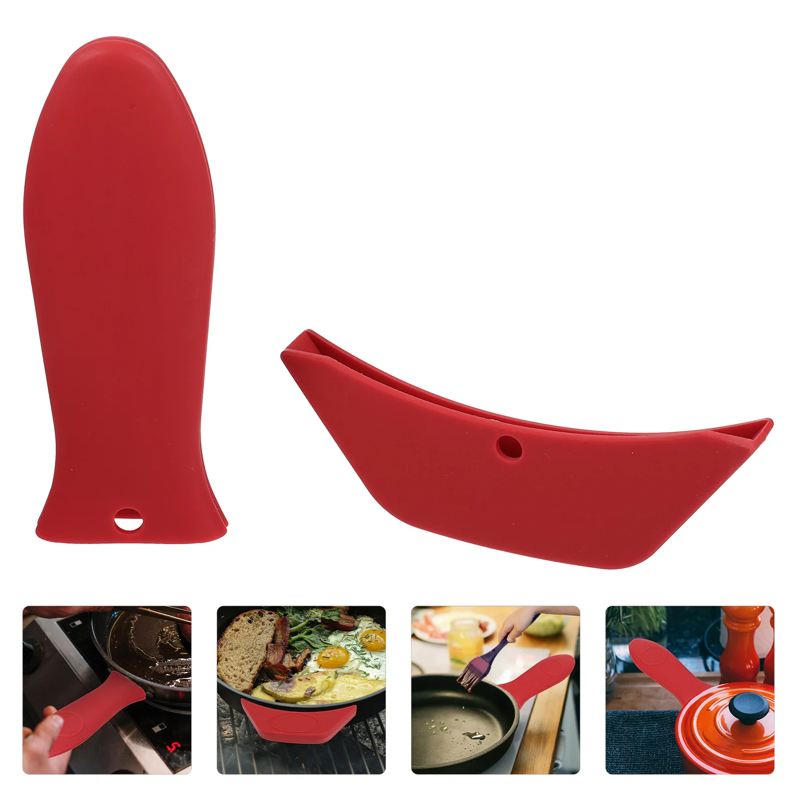 

2Pcs Silicone Hot Handle Holders Resistant Pot Holder Sleeves Removable Pan Handle Cover Non-Slip Heat-Resistant Kitchen