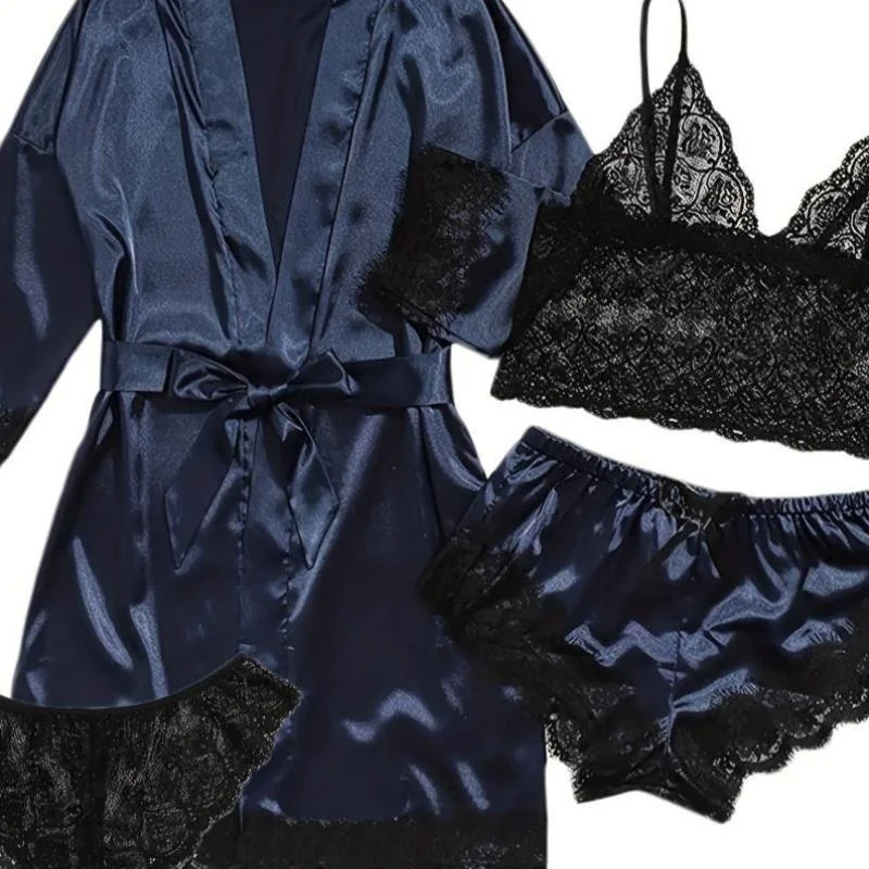 

Сексуальные кружевные шорты с лоскутным узором и бретелями, женский комплект из 4 предметов, новинка 2025 года, китайское производство, зимний сезон, все остальные материалы