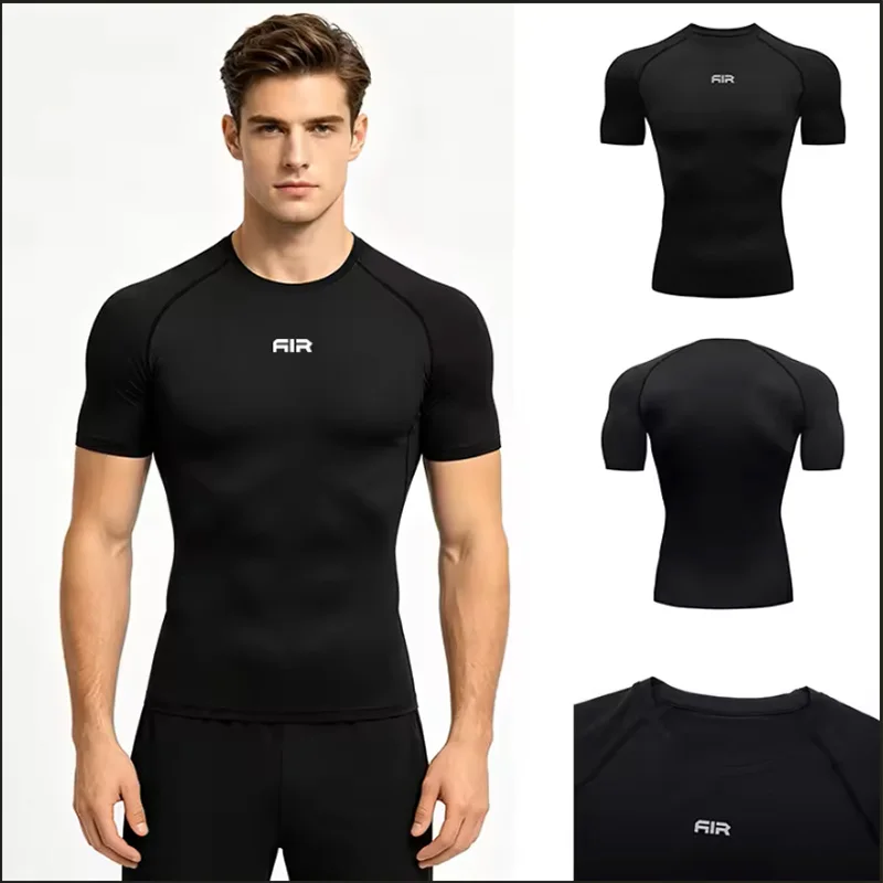 2026 Compression T Shirt Men Summer Sportswear Running T-shirt Elastic Quick Dry Sport Tops Tee Athletic Gym Workout Shirts