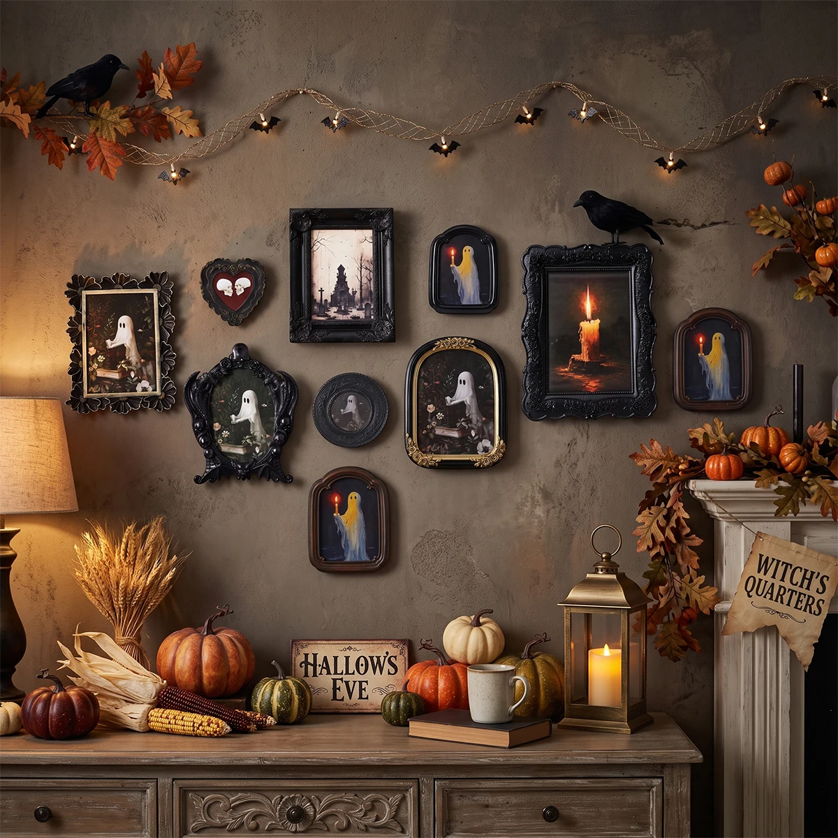 1PC, Halloween Decor - Halloween-themed photo frame, resin photo frame, wall decoration for creating festive atmosphere