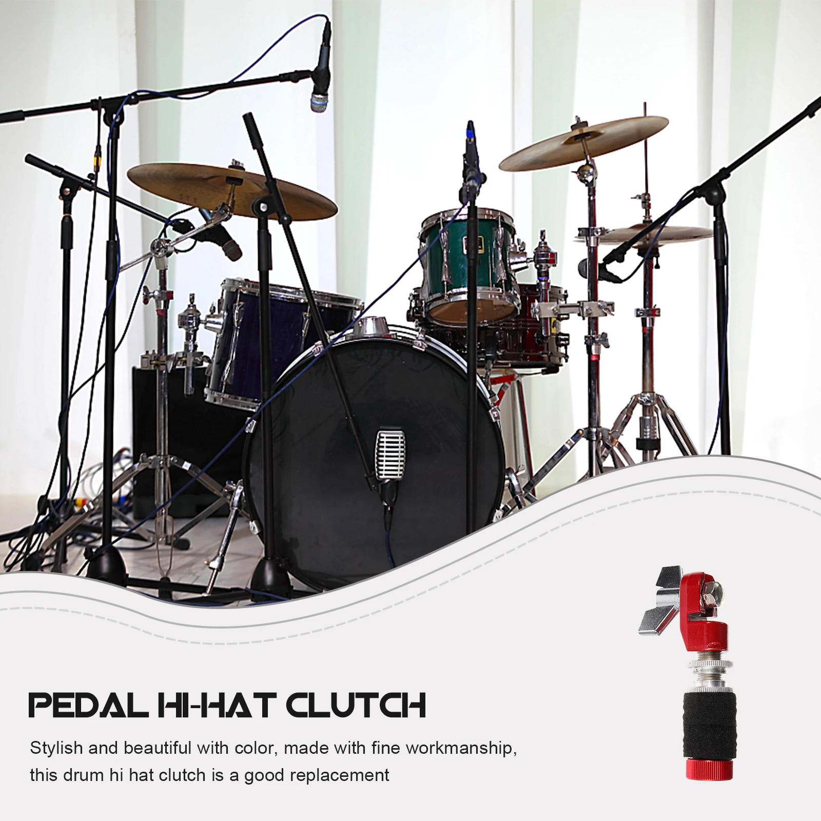

1Pcs Red Hi Hat Clutch Metal Drum Pedal Cymbal Holder Replacement Accessory Parts