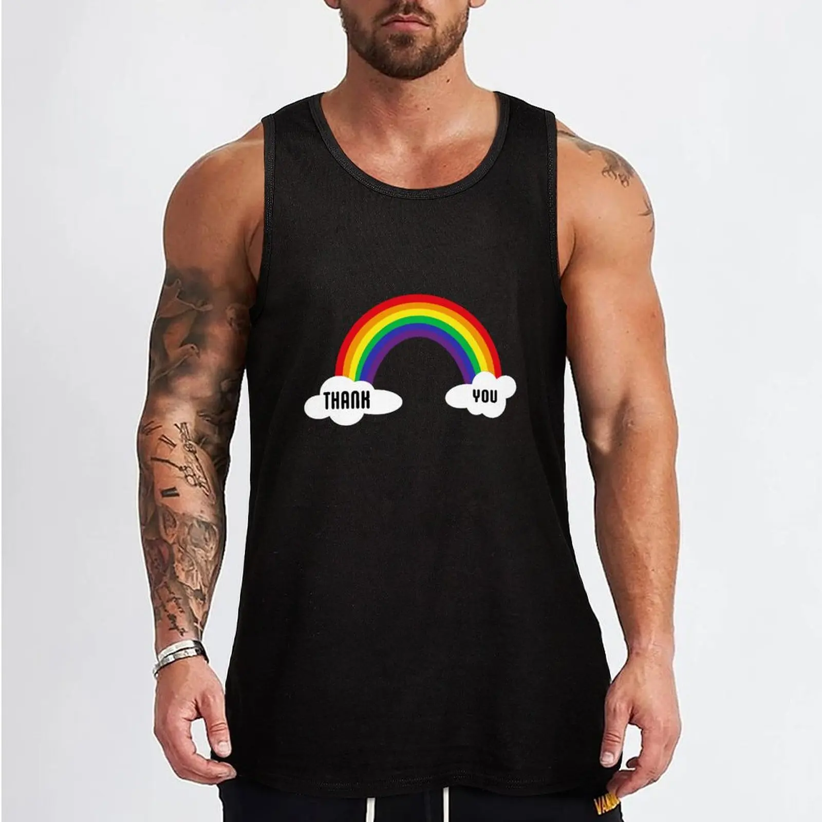 Thank You Rainbow Tank Top Vest singlets for men