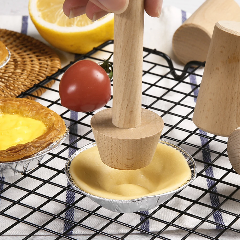 

Dual Head Wooden Tart Tamper for Mini and Standard Pans Egg Tart Mold Presser Baking Tools Set Natural Finish Pastry Shaper