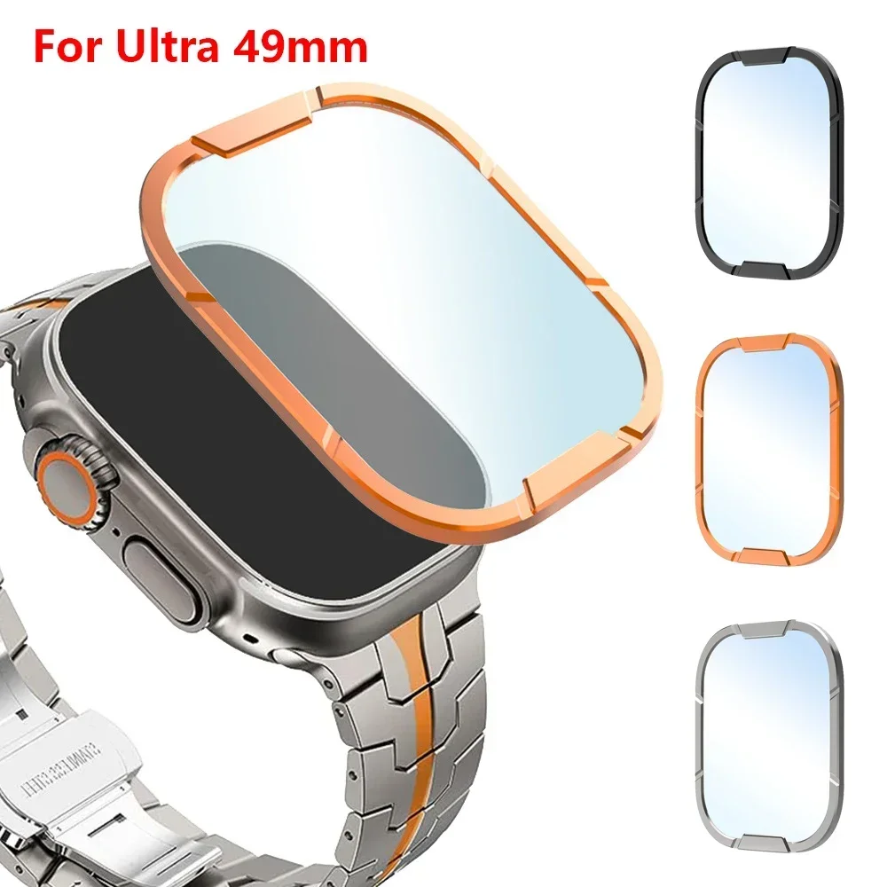 Metal Tempered Glass For Apple Watch Ultra 2 49mm Protective Film For iwatch Ultra 1 49mm Aluminum Alloy Armor Frame Film