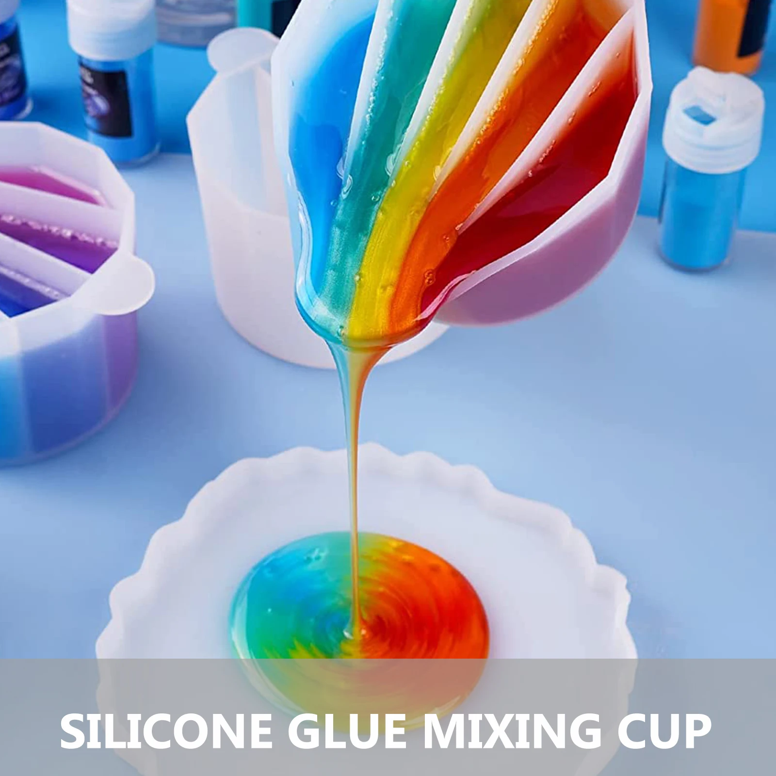 

5pcs Multi Tone Color Mixing Cups Silicone Molds Epoxy Resin DIY Supplies Pigment Art Watercolor Measuring Mixer Jewelry Making