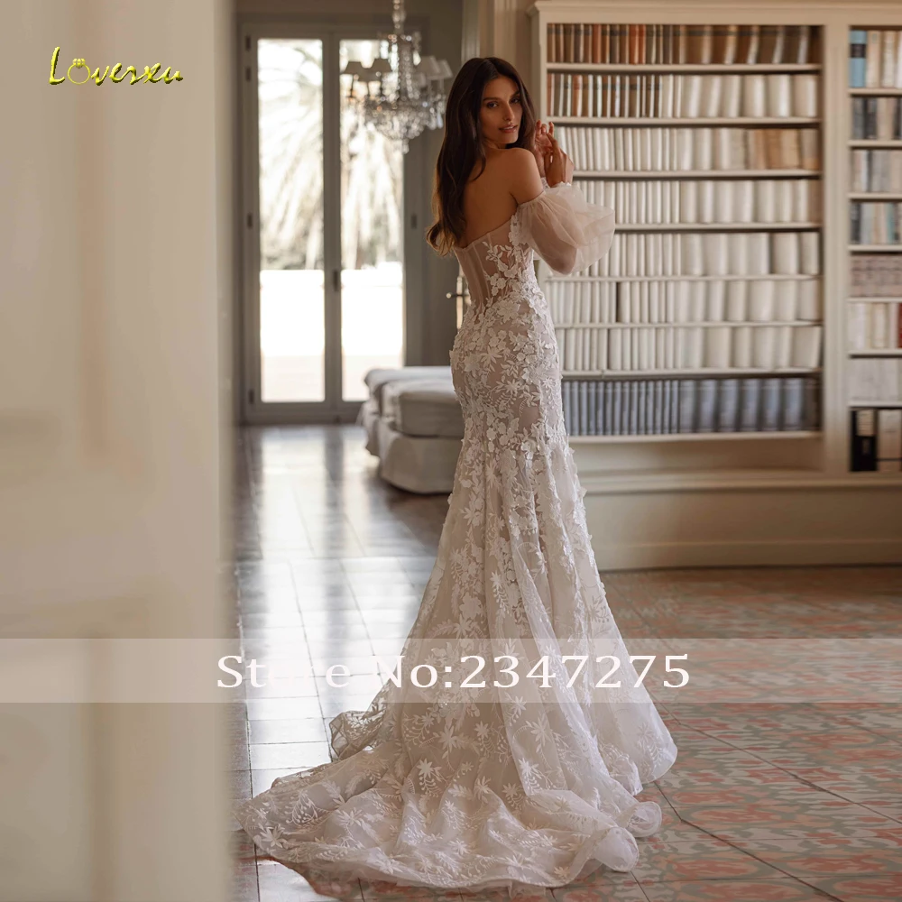 Loverxu Mermaid Sheath Wedding Dresses 2024 Sweetheart Long Sleeve Vestido De Novia Lace Embroidery Romantic Robe De Mariee