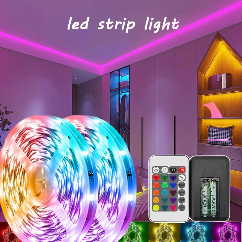 

RGB Light with 24-key Remote Control and USB Power Supply, 1m-40m LED Strip Lights for Bedroom Lamp for Room, Christmas Party