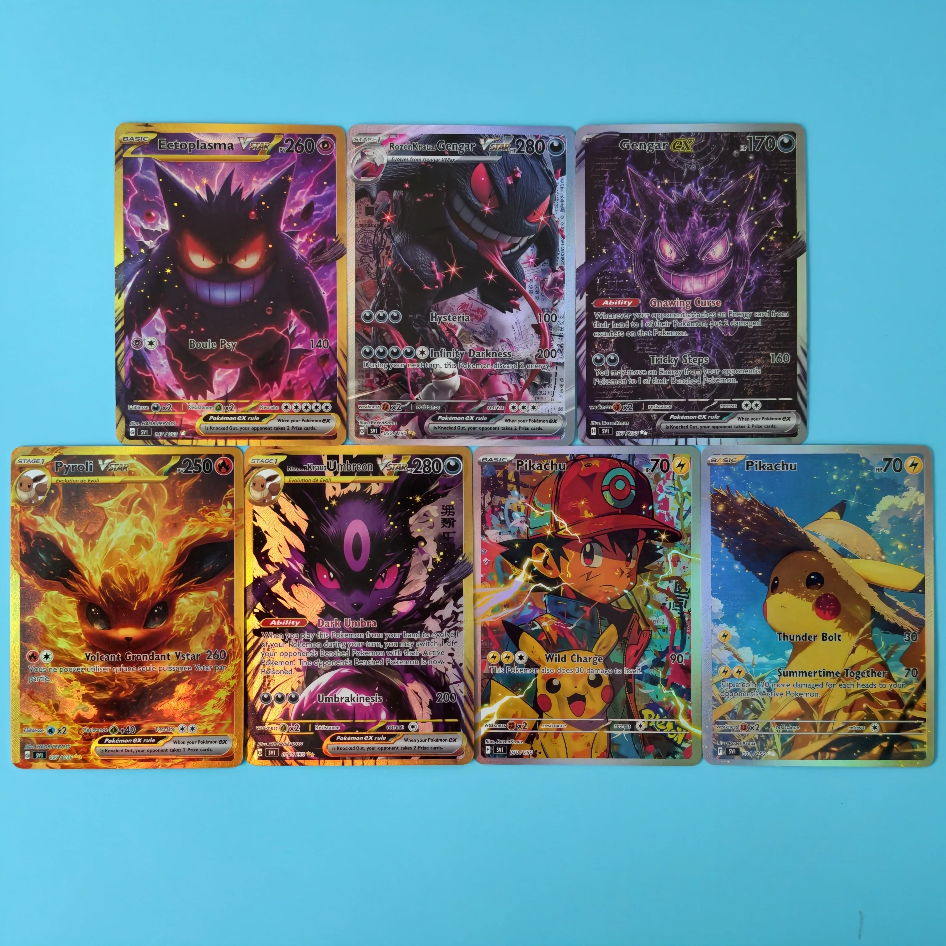 Proxy PKM Cards Gengar Dark Umbreon SV1 Mixed Language Holo Foil Card DIY TCG Advanced Anime Collection Card