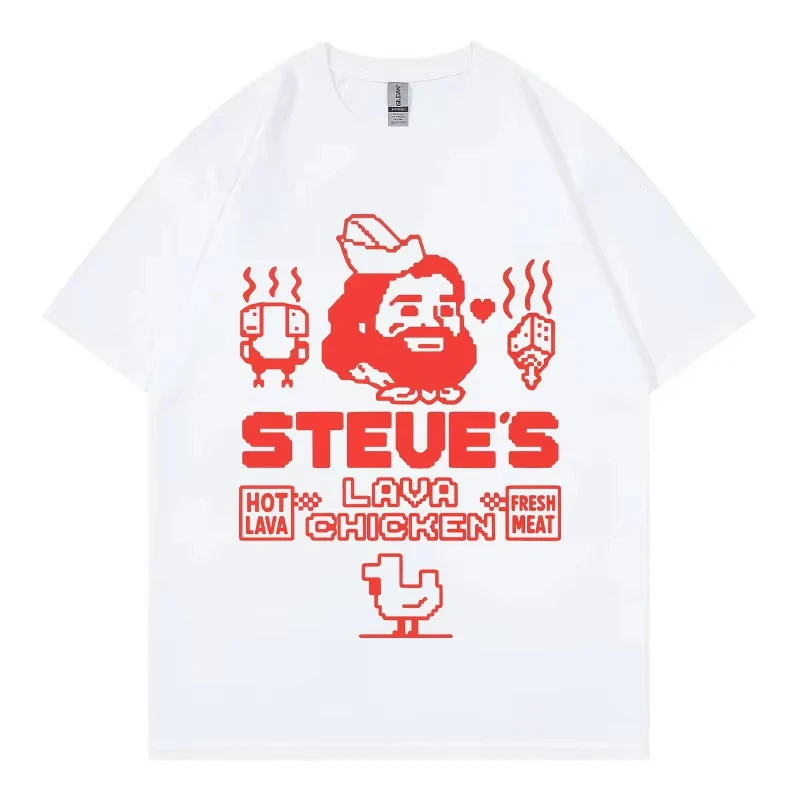 

Steve's Lava Chicken Miners Print T Shirt Harajuku Y2k Short Sleeve T-shirts Men Women High Quality Fashion Oversized T-shirt