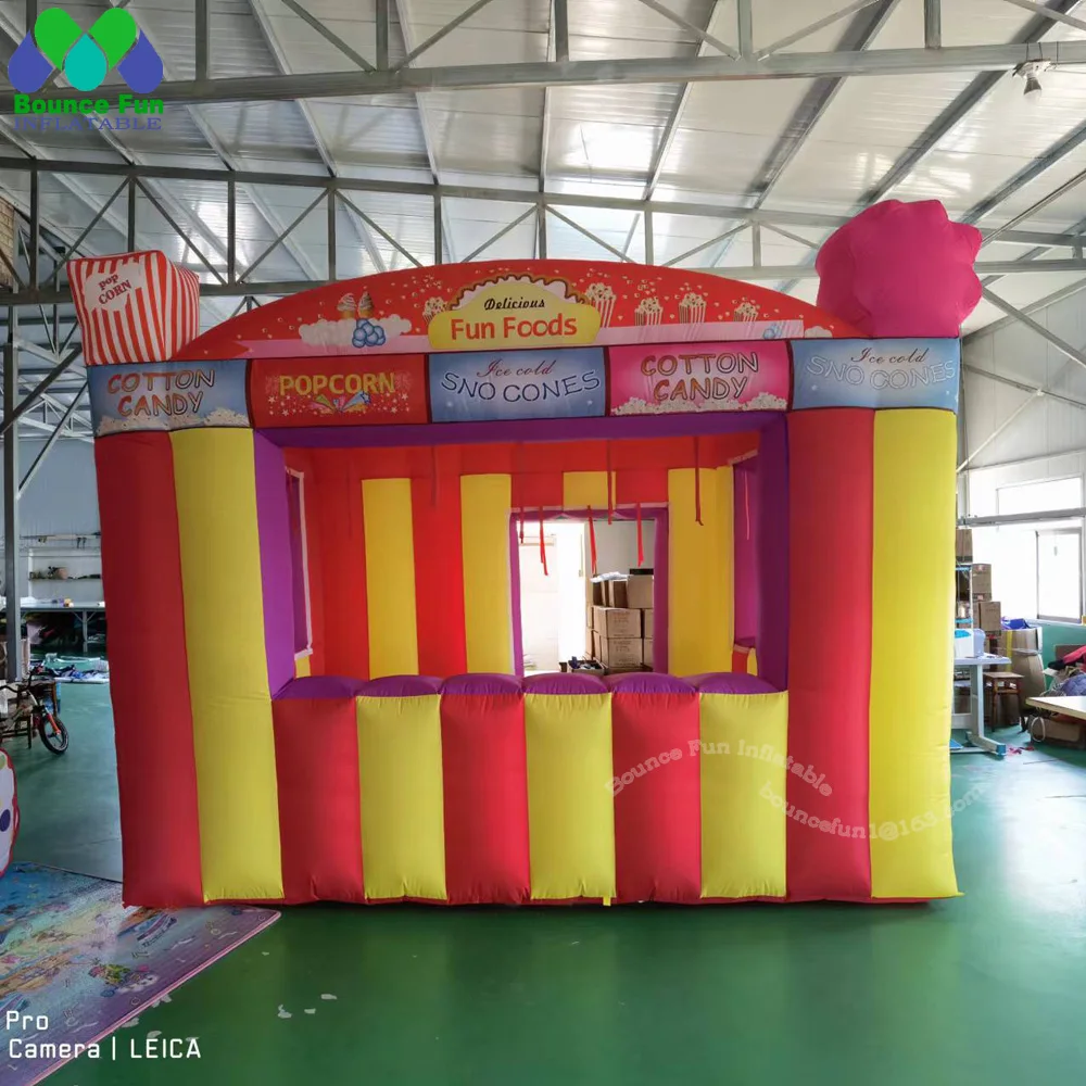 2025 Red Yellow Inflatable Popcorn Cotton Candy Concession Stand Tent Inflatable  Carnival Treat Shop Fun Foods Booth Beach Bar