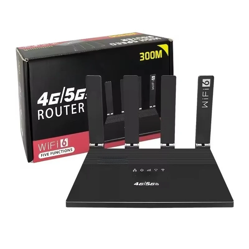 

High Range 4G/5g Outdoor Home Router with 4 Antennas, Light Emitting Diode Display, 4 LAN Ports, and 5000mAh Battery - 300Mbps