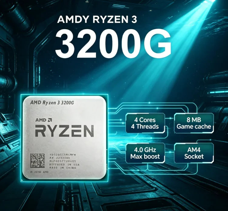 Low Heat High Efficiency R3 3200G 4 Core 3.6GHz Boost 4.0GHz 4MB L3 65W AM4 No Cooler Self Fit Tower Cooler Stable In Summer