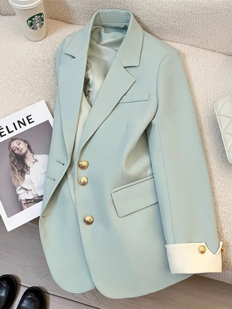 Spring Autumn New Fashion Women's Jacket Loose Blazer Office Ladies Spring Female Splicing Korean Commuting Suit Coat Tops