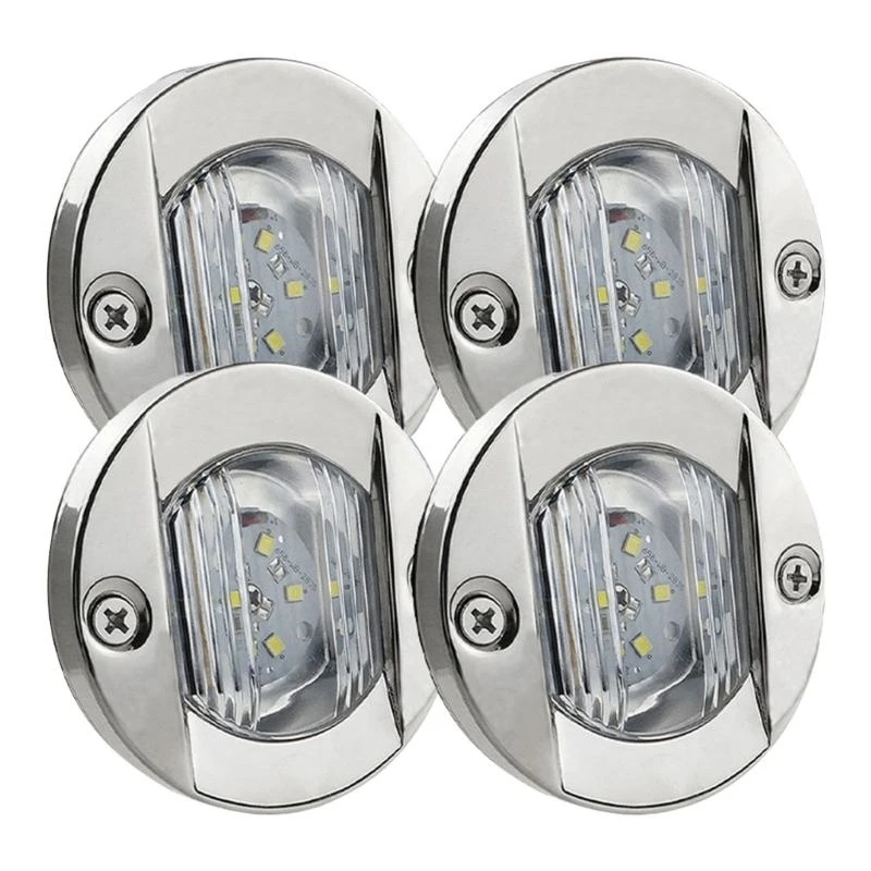 652F 4pcs 12V Marine Boat-Transom LED Stern Light Round LED Tail Lamp Yacht Accessory