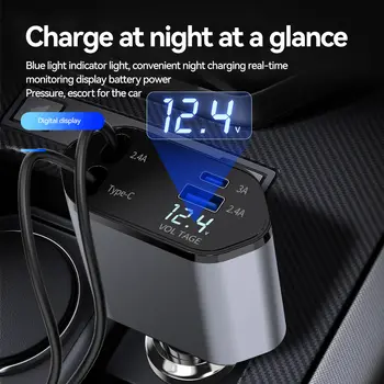 120W 四合一車用充電器,可伸縮車用點煙器轉接器,USB Type-C 快充線,適用於 iPhone、小米、華為、三星等手機 6 最佳銷售 可伸縮手機充電器 - №2