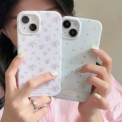 Korean Cute Flower Phone Case For iPhone 15 Pro 14 13 12 Pro Max 14pro Cover Fashion Silicone Shockproof Cases For Women Funda