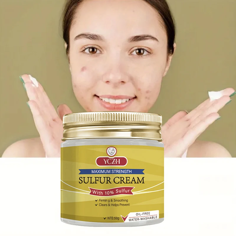 Crema de azufre, adecuada para todos los tonos claros de la piel, reduce los poros, reafirma y reafirma, resultados rápidos, uso diario, diseño de tarros elegante, producto para el cuidado de la piel - 50 g