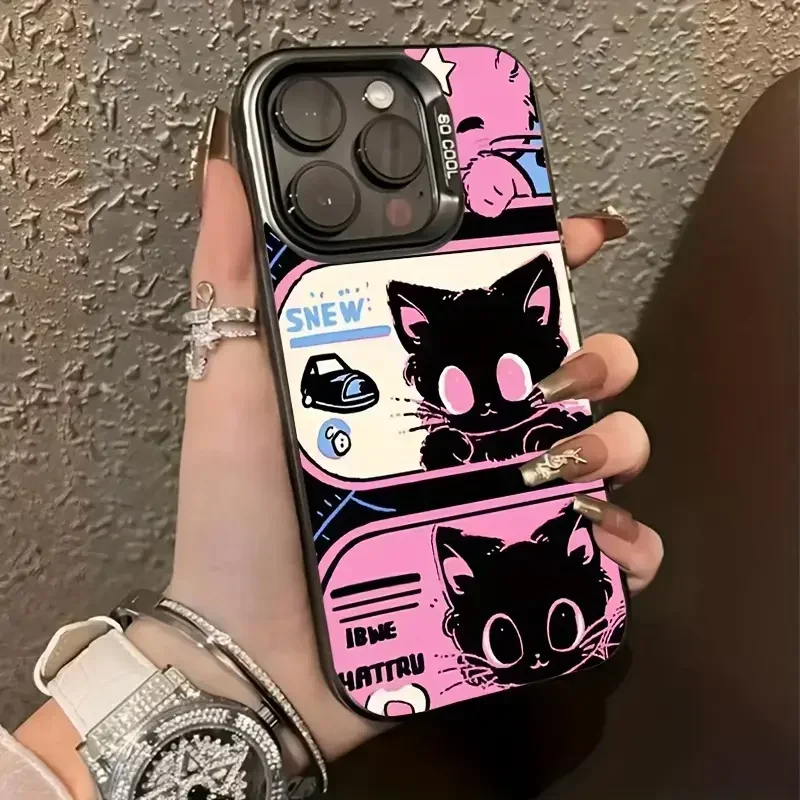 Cute Vaporwave Cats Phone Case for iPhone 16 12 13 mini 11 14 15 Pro Max Xs XR 8 Plus Durable Hard IMD Plastic Shockproof Cover