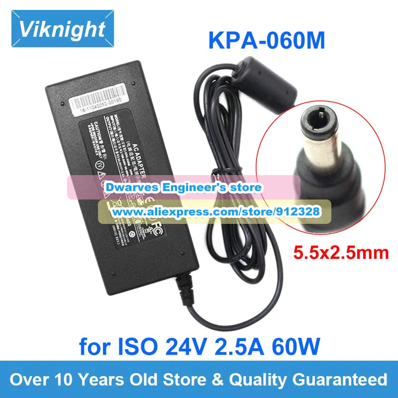 

Genuine KPA-060M AC/DC Adapter 24V 2.5A Laptop Charger for ISO 60W Power Supply 5.5*2.5MM