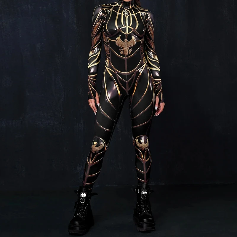 Costume de Cosplay pour Femme, Combinaisons Imprimées Steampunk, Armure d'Halloween, Costumes de Batterie Zentai Carnaval, Adultes