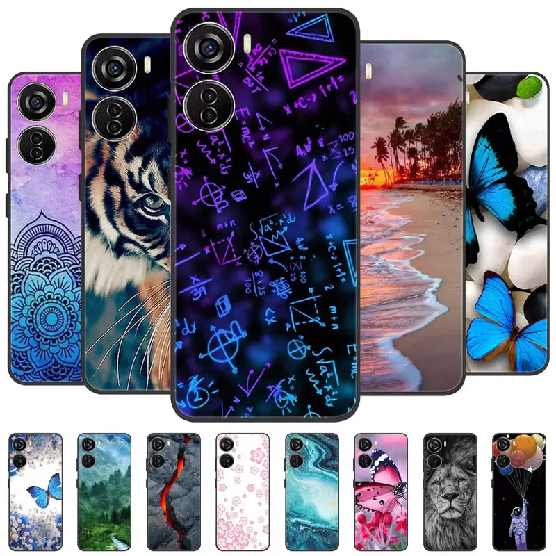 Funda de diseño para ZTE Blade V40, carcasa de silicona suave con diseño de mármol negro, Carcasa protectora para ZTE Blade 8046 V40
