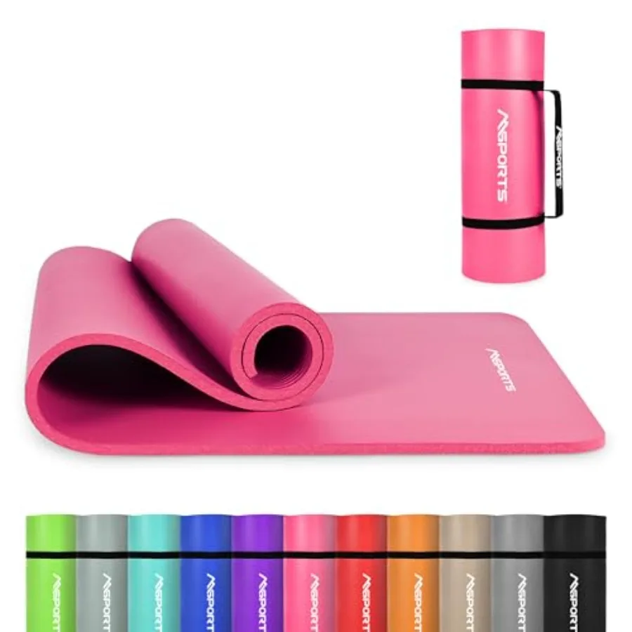 

Yoga Mat Premium Non Slip Thick Extra Comfortable Exercise Mat for Home Workouts Pilates Stretching and Gym Cushioned NBR Foam