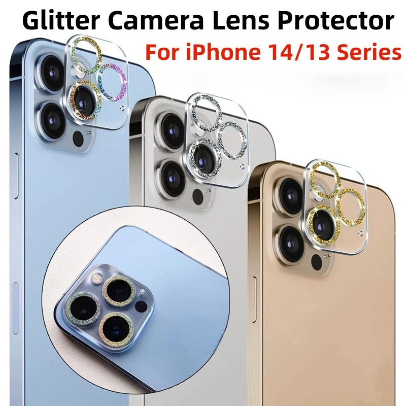 Glitter Camera Lens Protector For iPhone 14 Pro Max Camera Lens Glass Film for iPhone13 Pro 13Mini 14 Plus 14 Pro Max Lens Cover