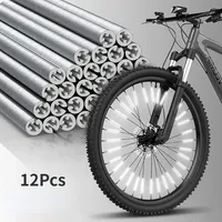 Tube Warning Strip 12Pcs Reflective Mount Clip  Bicycle Wheel Spoke Reflector Stripe Steel Wire Lamp MTB Bike Reflector Light