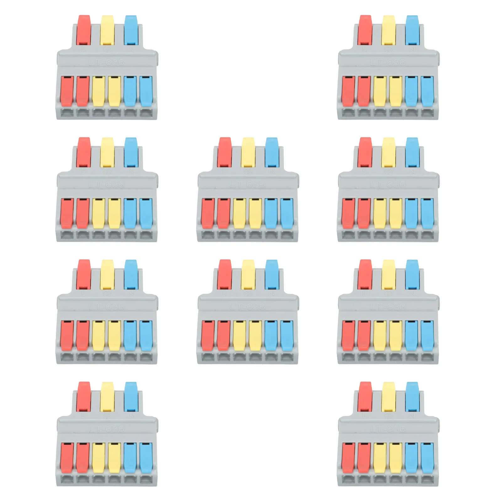 

10Pcs Wire Connector Terminal Blocks Plastic Shell High Temperature Resistance Quick Splice Electrical Wire Connectors Kit 3 in