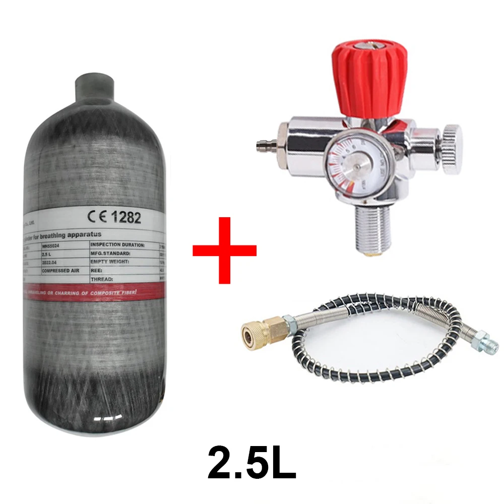 

TUXING-2.5L 4500Psi 300Bar 30Mpa Carbon Fiber Gas Cylinder,Scuba Diving Tank,Fill Station Valve Regulator Gauge,M18 * 1.5 Thread