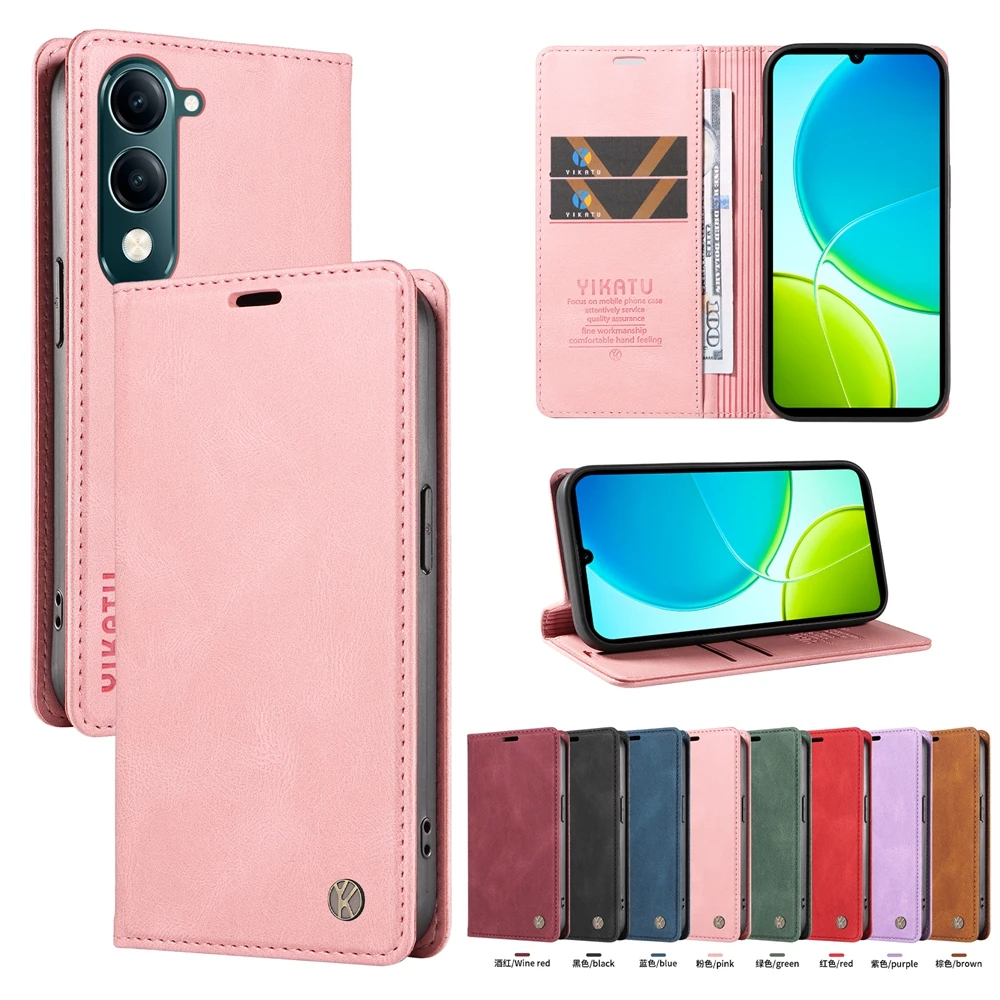 Magnetische Leder Brieftasche Flip-Cover Für VIVO Y39 Y38 Y36 Y35 Y29 Y28 Y27 Y21 Y20 Y19S Y17S Y16 Y15 Y04 Y03 X100 Pro X200 FE 4G 5G