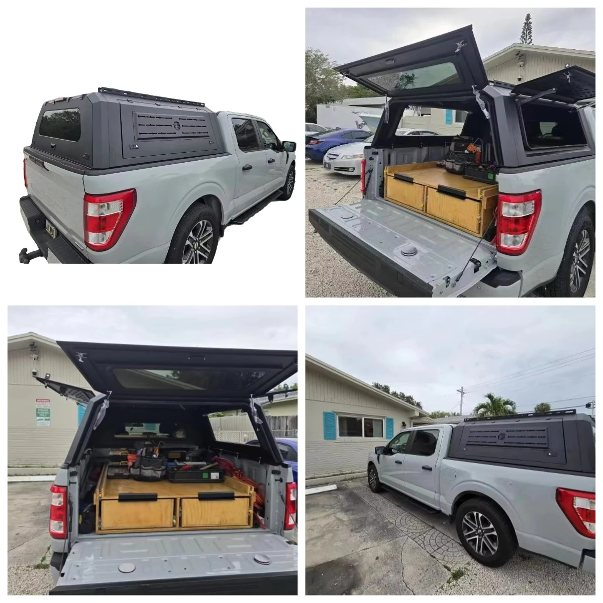 

Custom Fit 4x4 Auto Accessories Waterproof Aluminum Hard Canopy for Ranger F 150 Pickup Truck Anti Rusted Tonneau Bed Cover