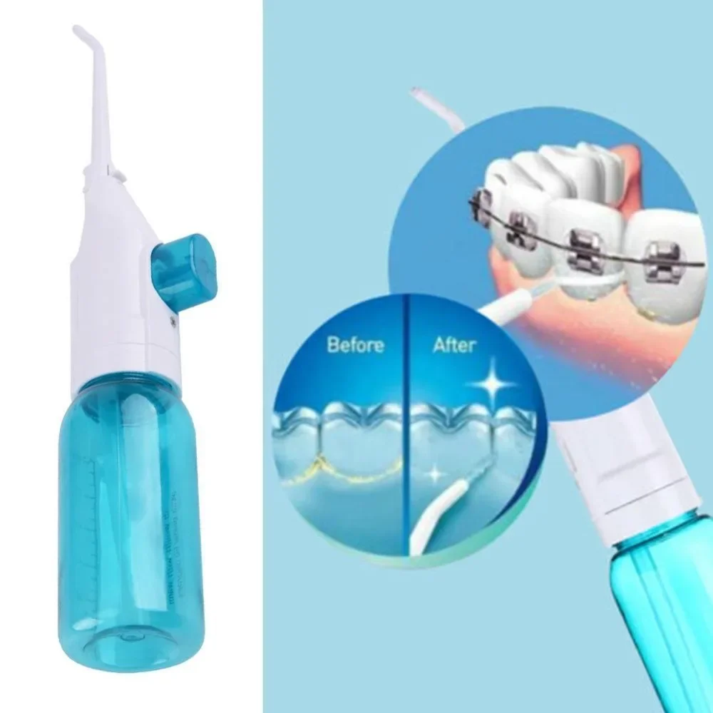 Oral Irrigator Manual Pressed Water Floss Portable Dental Water Jet 90ML Tank Waterproof Tooth Cleaner