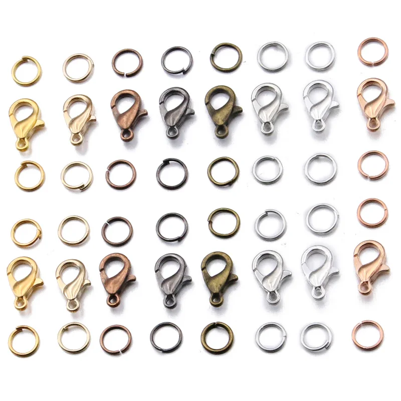 100Pcs Lobster Clasp With 200Pcs Open Jump Rings DIY Jewelry Findings Kit For Necklace Bracelet Chain Making Connector Parts