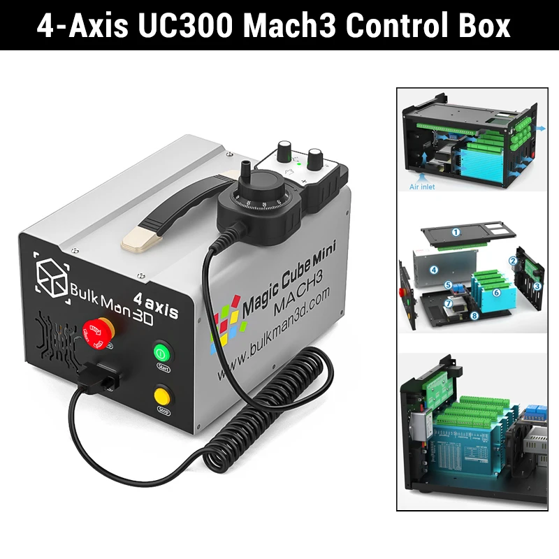 BulkMan3D ULTIMATE Bee 4-Axis High Precision CNC Router Engraver Machine Mach3 Control 2.2KW Spindle for Metal Wood Engraving