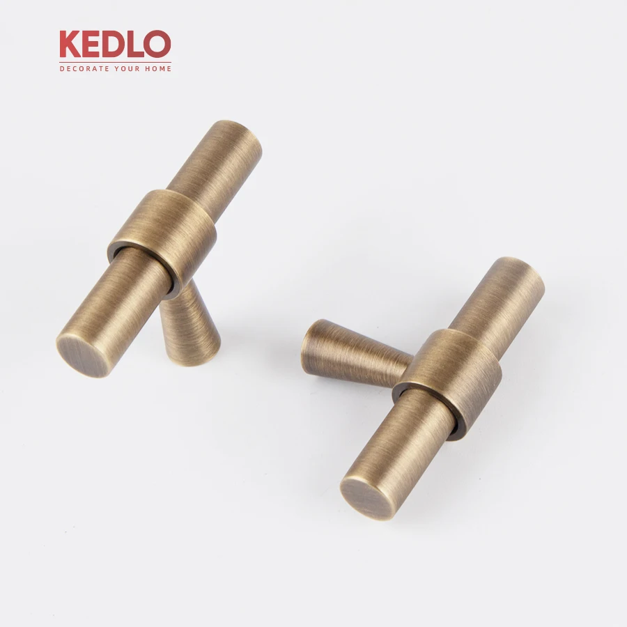KEDLO Moderne Schlichtheit Massives Messing Gebürstetes Messing 500mm Schubladengriffe Antik-Messing T-Griff Küchenschrankgriff – Detail 5