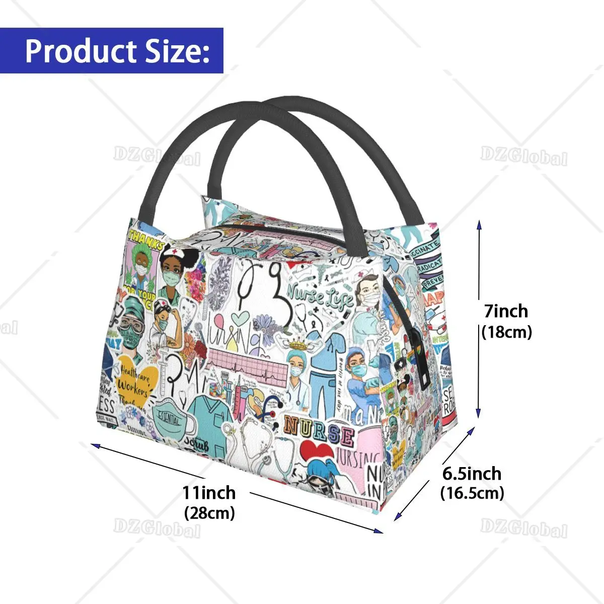 Doctors Nurse Print Thermal Lunch Bag Women Portable Insulated Cooler Bag Picnic Office Reusable Packed Lunch Box Bags