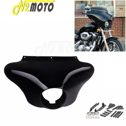 Moto Black Front Protector Cover Batwing Headlight Fairing W/Mounting Bracket Kit For Harley Dyna Sportster Fortyeight Street750